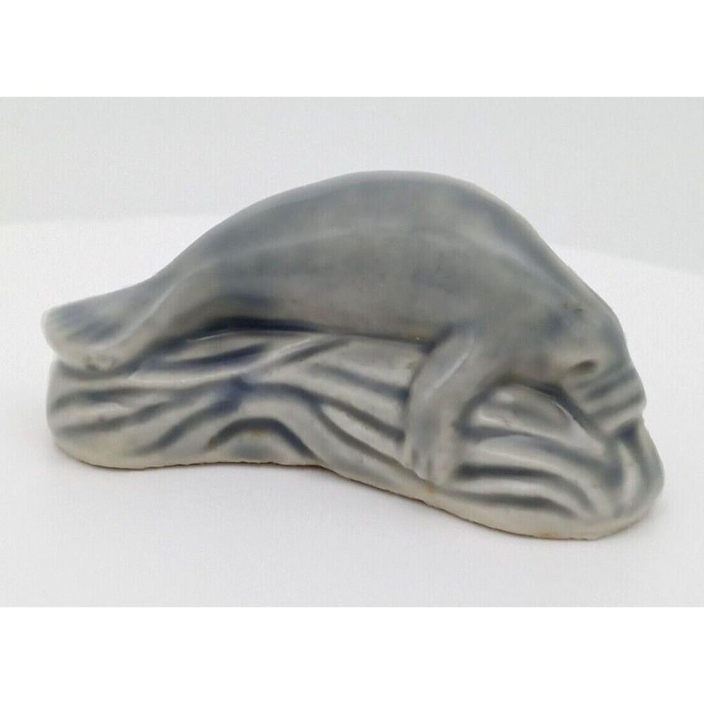 Wade England Gray Manatee Figurine Ceramic Whimsies Miniature Vintage
